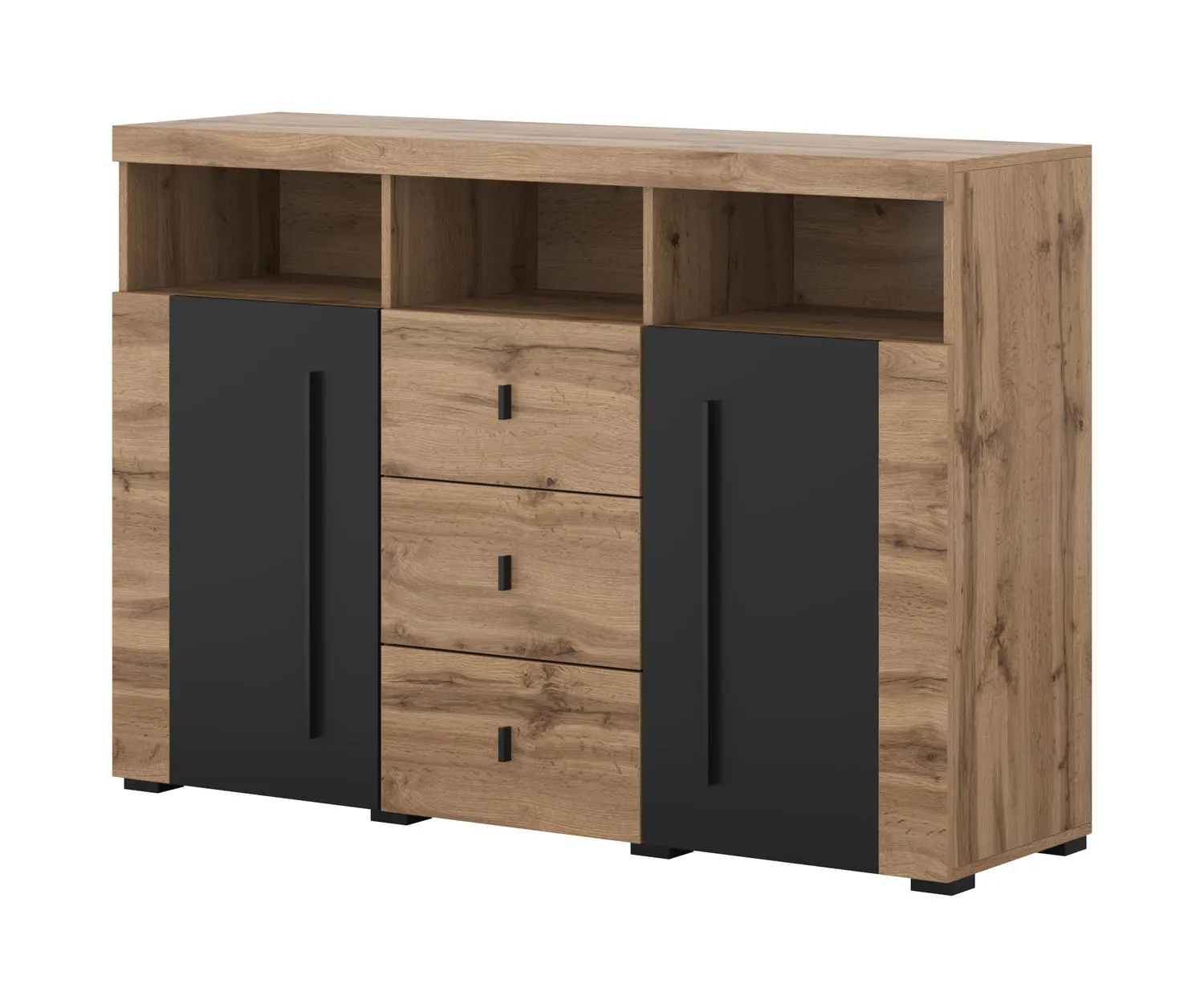 Komoda 2-drzwiowa z szufladami ROGER 2D3S (132cm) dąb wotan