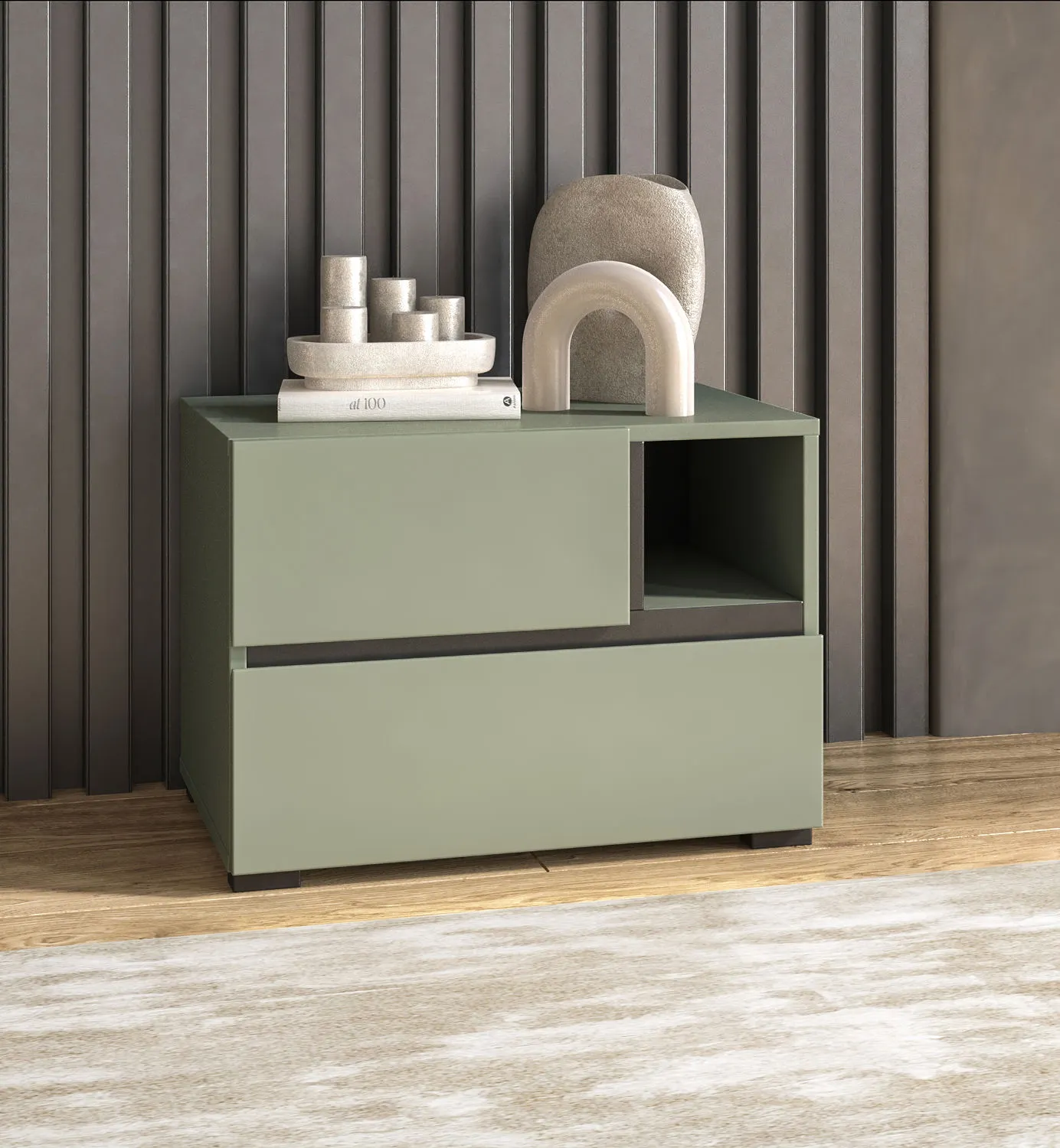 Szafka nocna z szufladami CROSS S 55x40 zielona - 24GWMY22