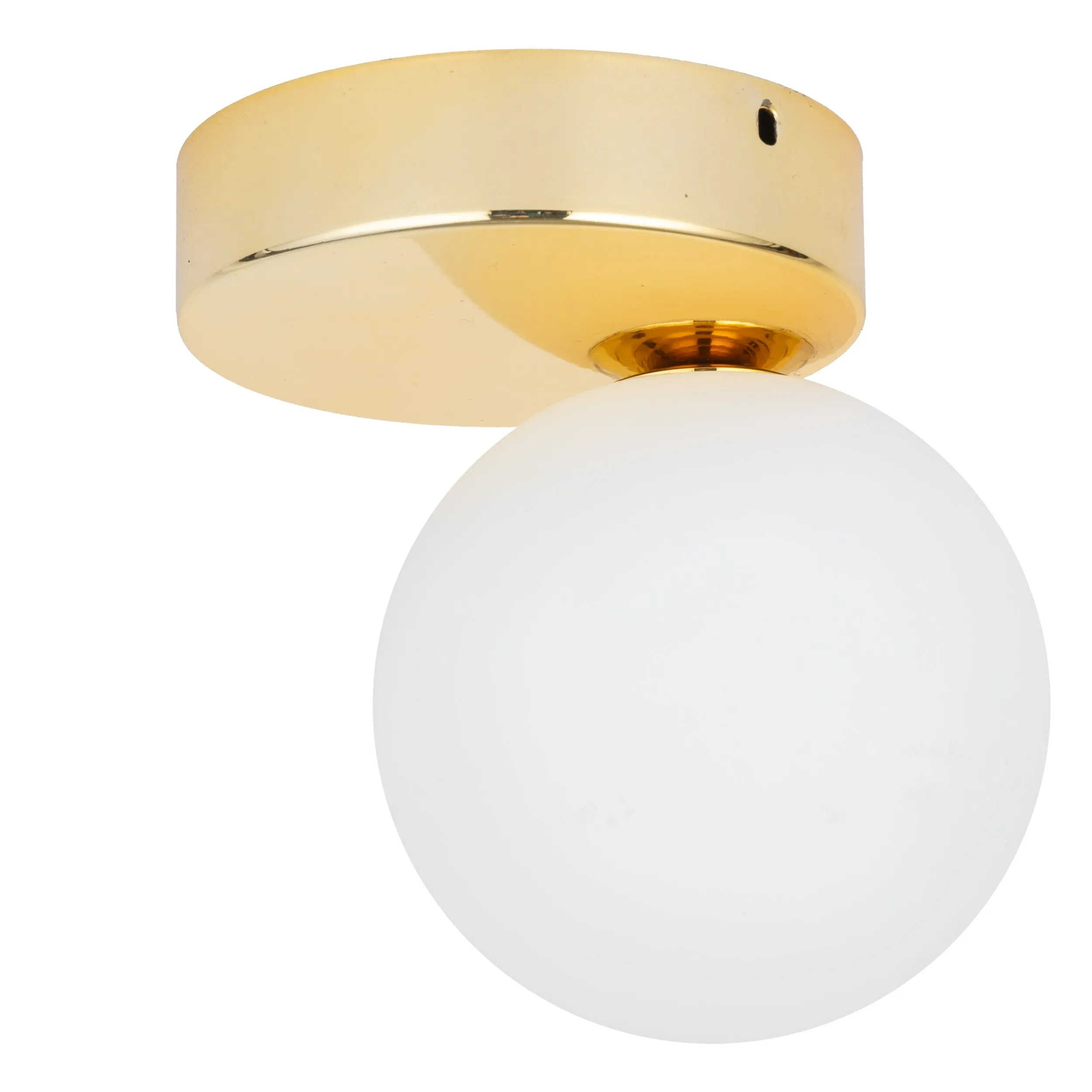 Lampa sufitowa BIANCA złota z białym okrągłym szklanym kloszem 16x15x12cm