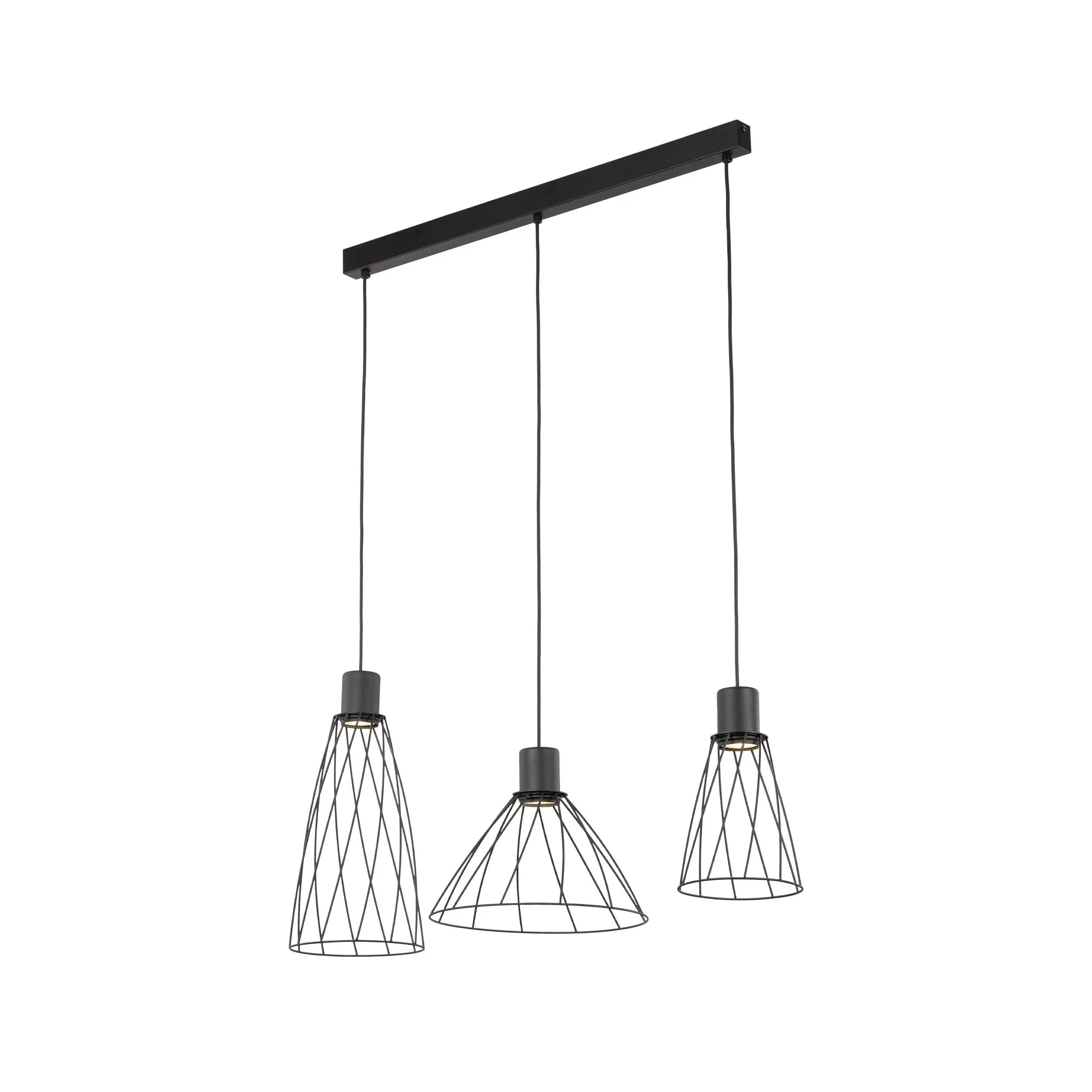 Lampa wisząca MODESTO czarna różnokształtne metalowe klosze 140x82x29cm - TK_10149