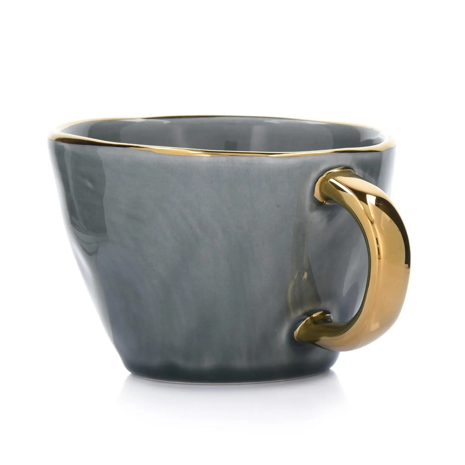 kielisz​ek, filiżanka, porcelana, szary, złoty, uchwyt gold