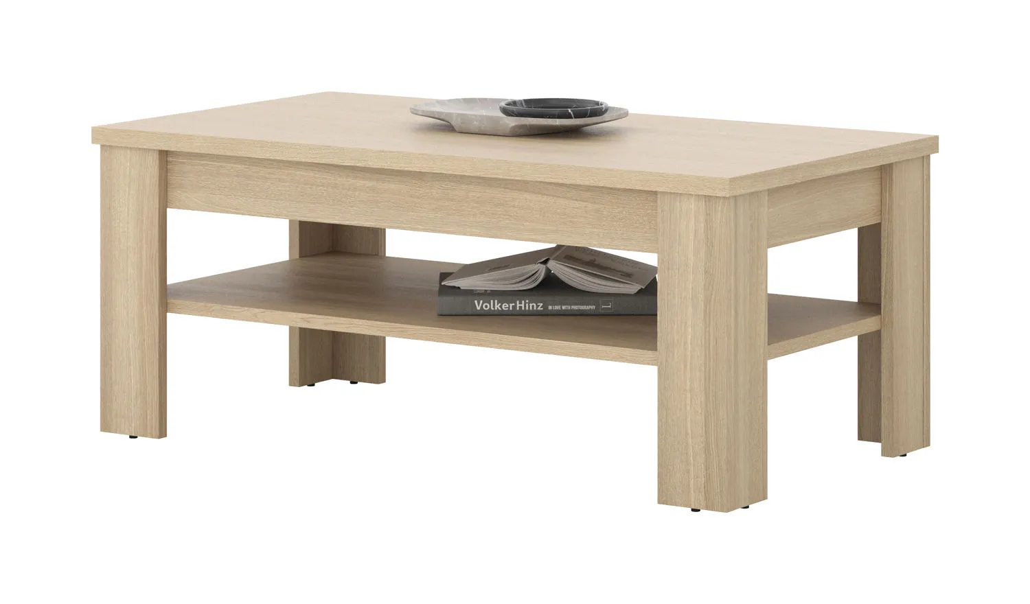 Stolik kawowy z półką CUBA II 65x120 dąb samdal - 24DEOC99