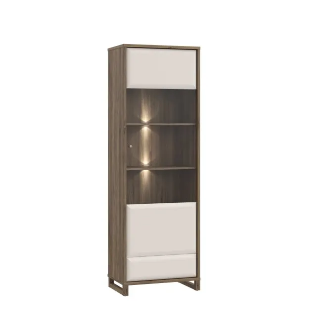 Witryna szklana 1-drzwiowa MAREDA lewa/prawa dąb valencia - piaskowy