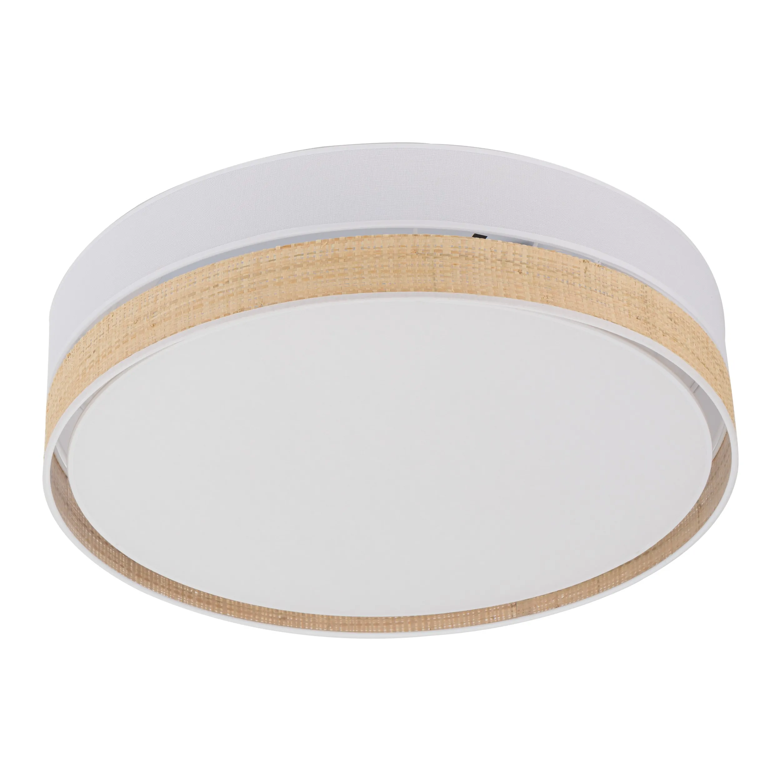 Lampa sufitowa PAGLIA biała z pierścieniem z tkaniny plecionki 45x15cm - TK_4764