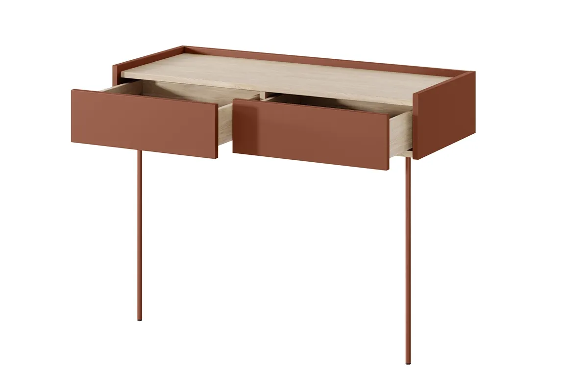 Toaletka - konsola DESIN 2 szuflady - czerwony ceglany - dąb nagano - B_149159