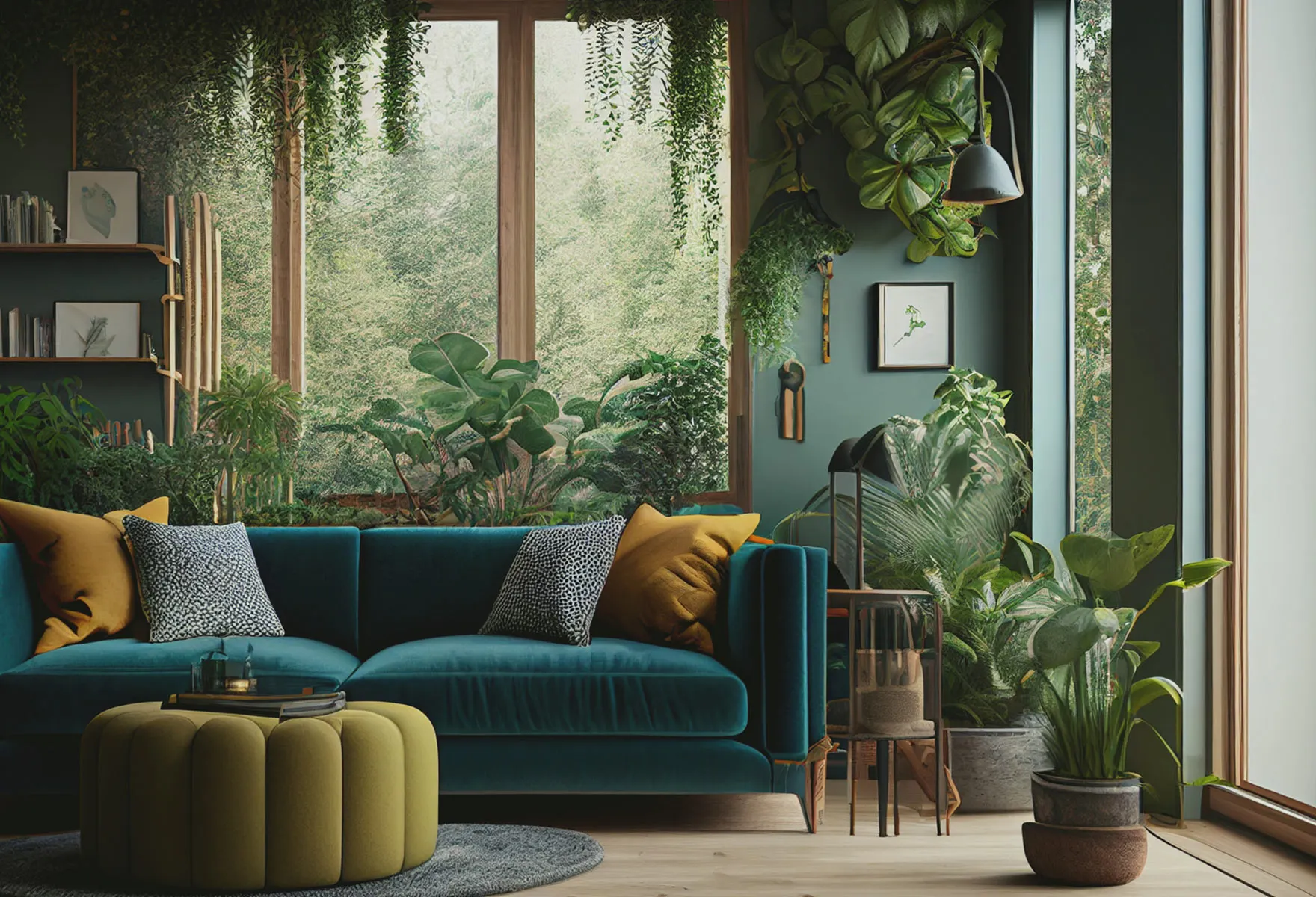 Meble, Pokój dzienny, Kanapa, Projektowanie wnętrz, Roślina
