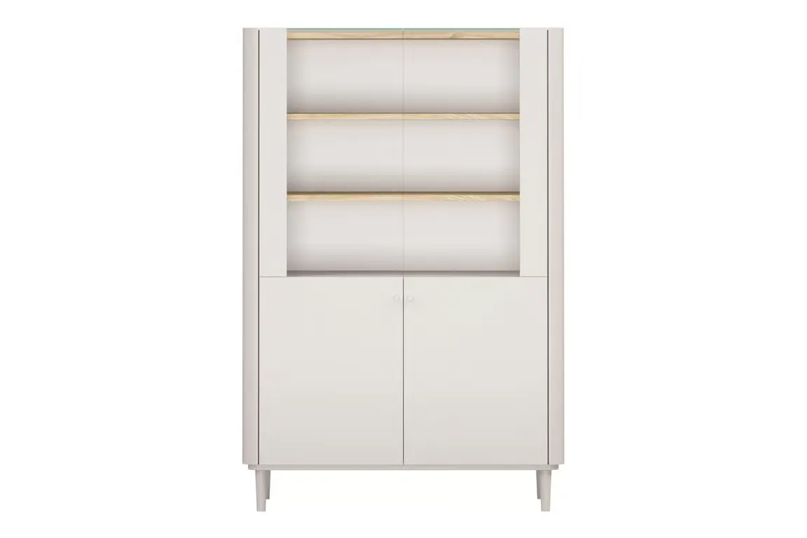 Witryna 2-drzwiowa z oświetleniem ELIVO 100cm drewniane nóżki cashmere dąb olejowany — zdjęcie 3