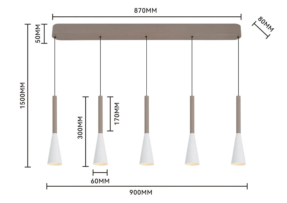 Lampa wisząca prosta TROMPTO 5 LED kaszmirowa — zdjęcie 7