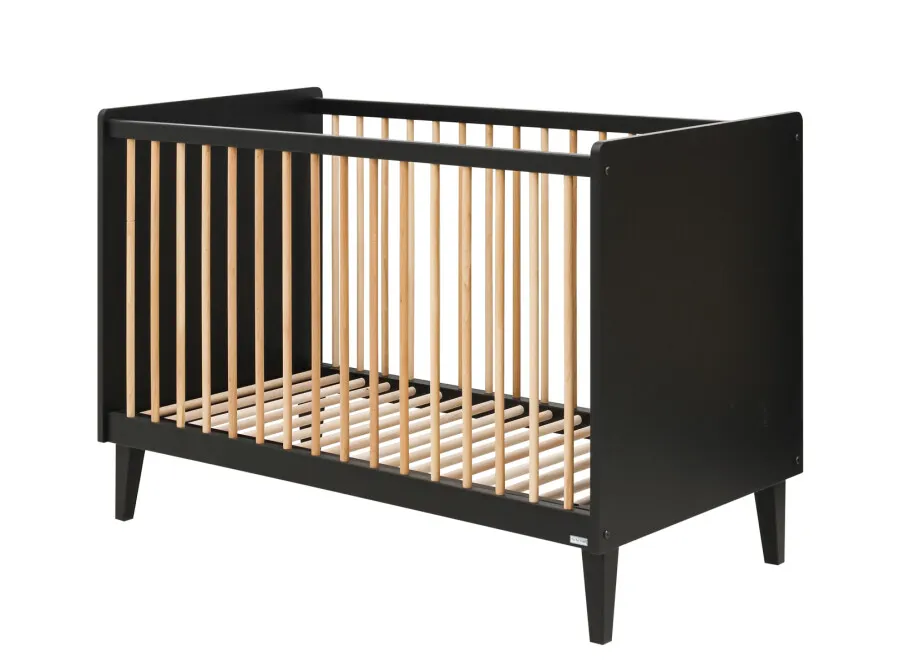 Łóżeczko niemowlęce XENA regulacja wysokości 70x140 efekt dębu/czarne - BAN_XEN-5