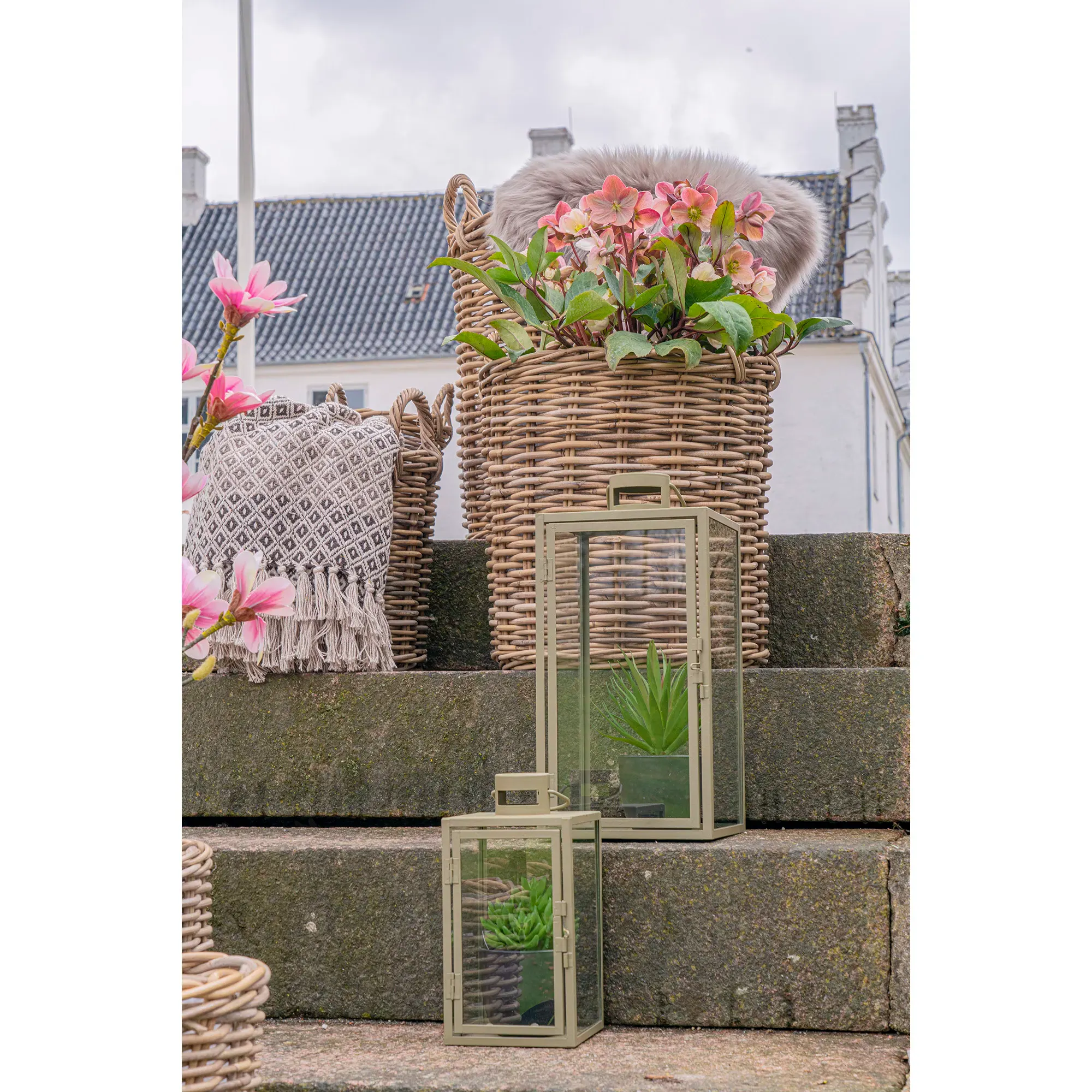 Lampiony CORFU zestaw 2 szt. metal szkło zielone - 6407521