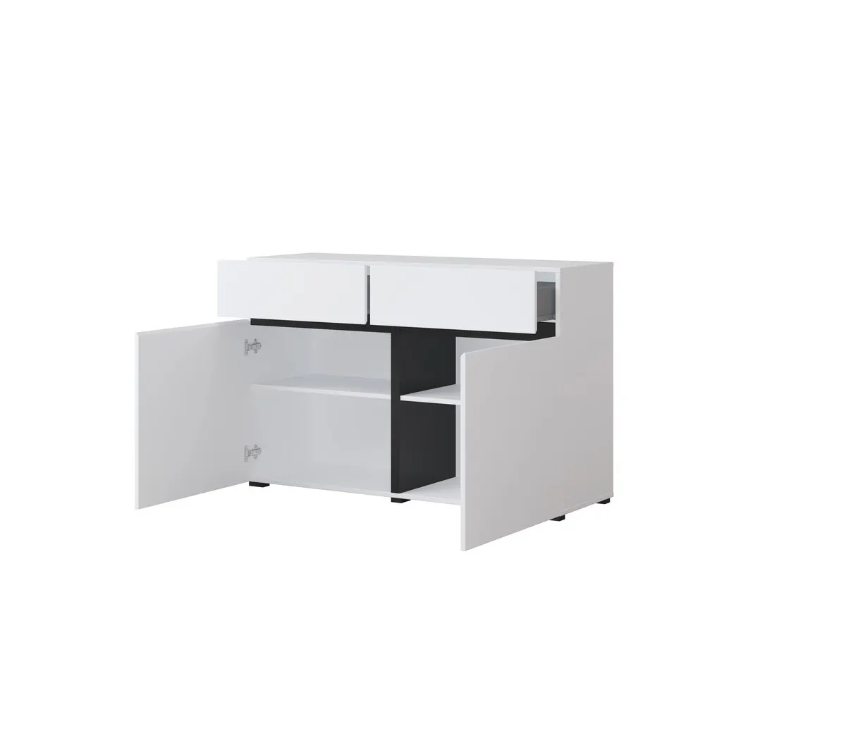 Komoda 2-drzwiowa z szufladami CROSS 120 cm biało-czarna - 249WMY45