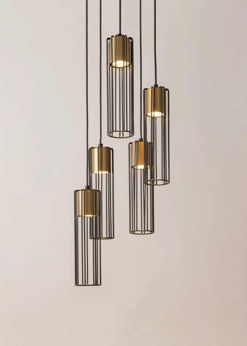 Lampa wisząca FOBIA 5 czarno-złota - SI_33461