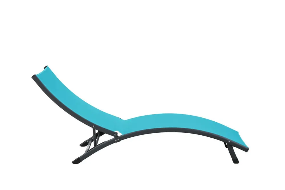 Leżak ogrodowy basenowy STAR 186 cm składany niebieski - FG005987