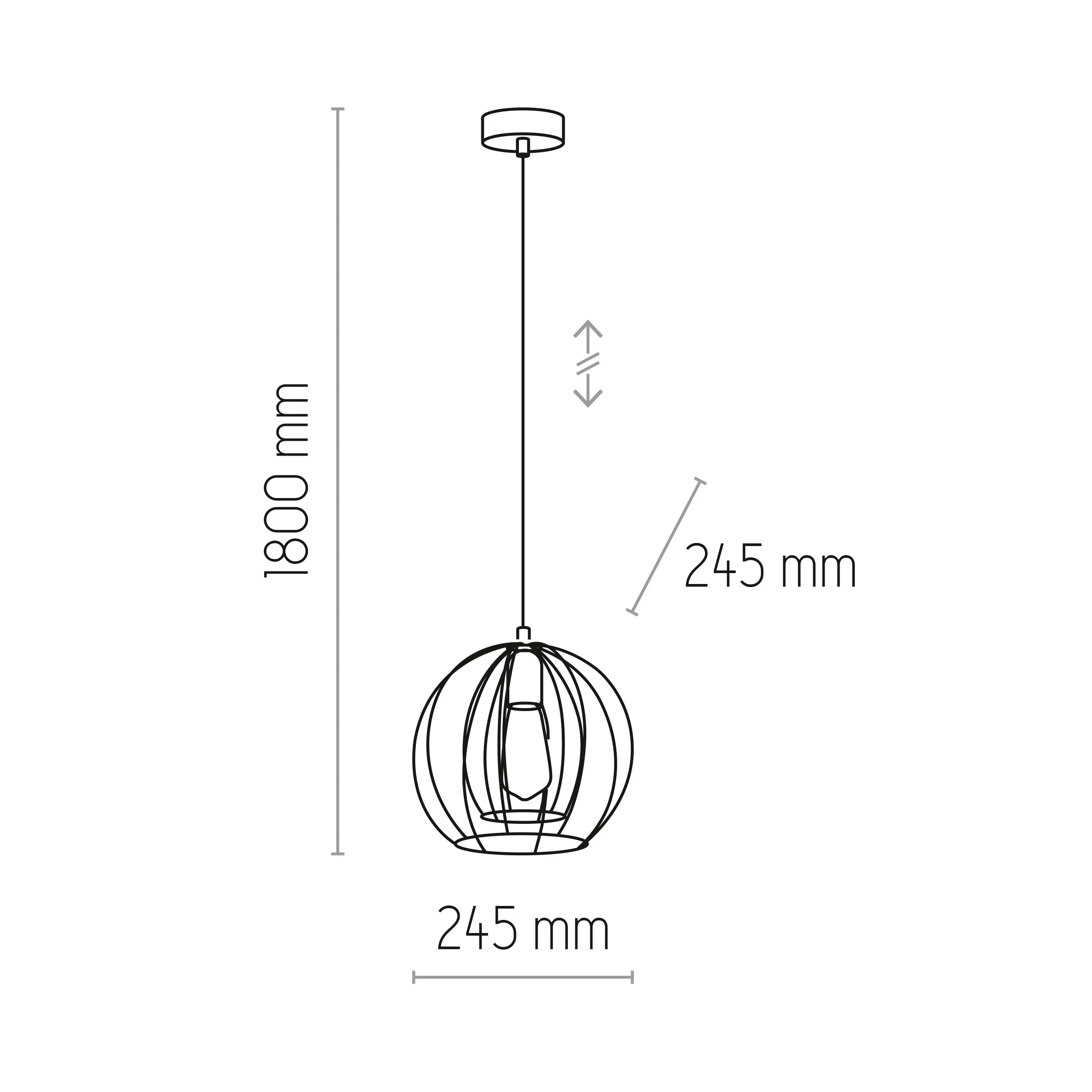 Lampa wisząca JAULA czarna ze złotymi elementami 180x24cm - TK_6251