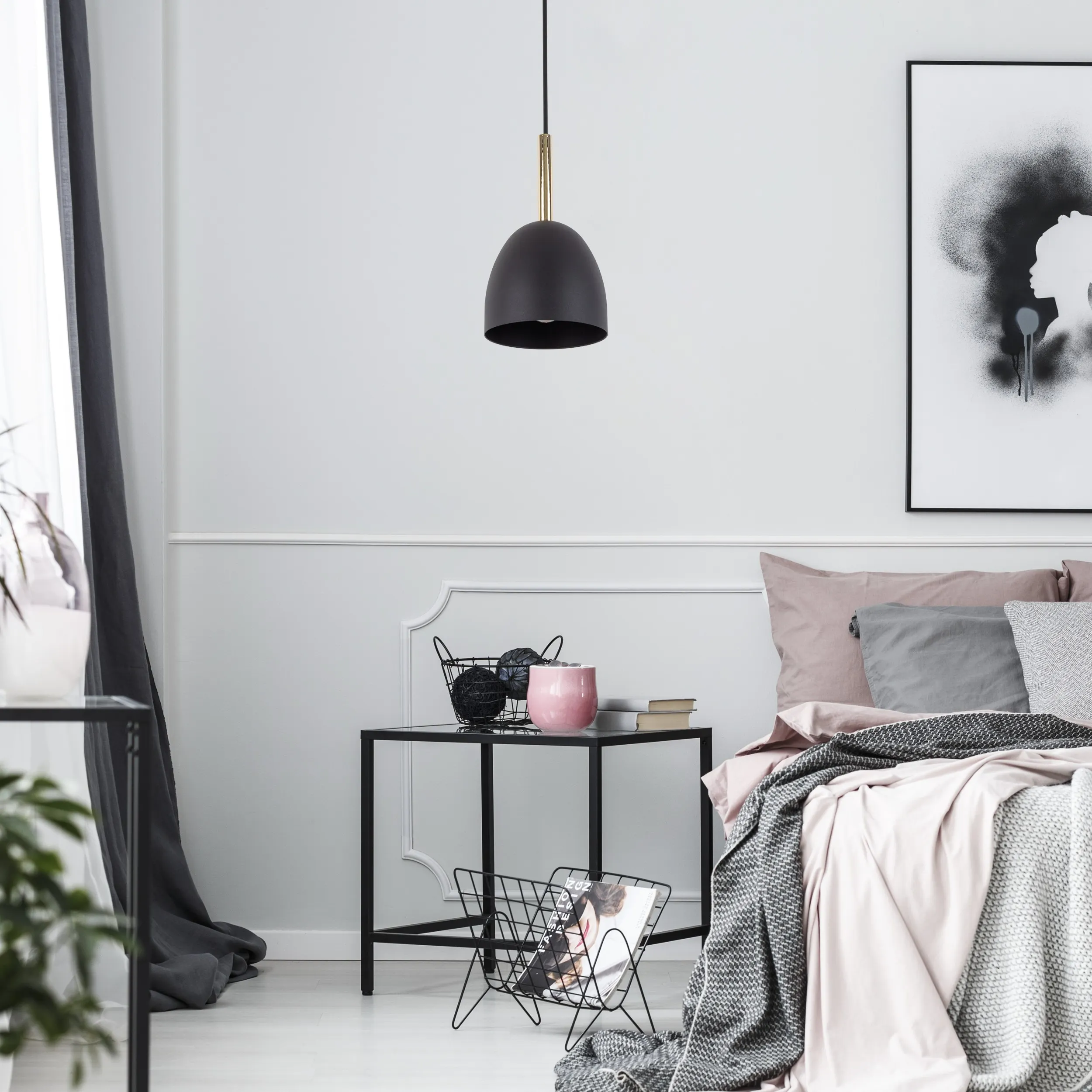 Lampa wisząca NORD czarna ze złotym elementem 155x13cm - TK_4870