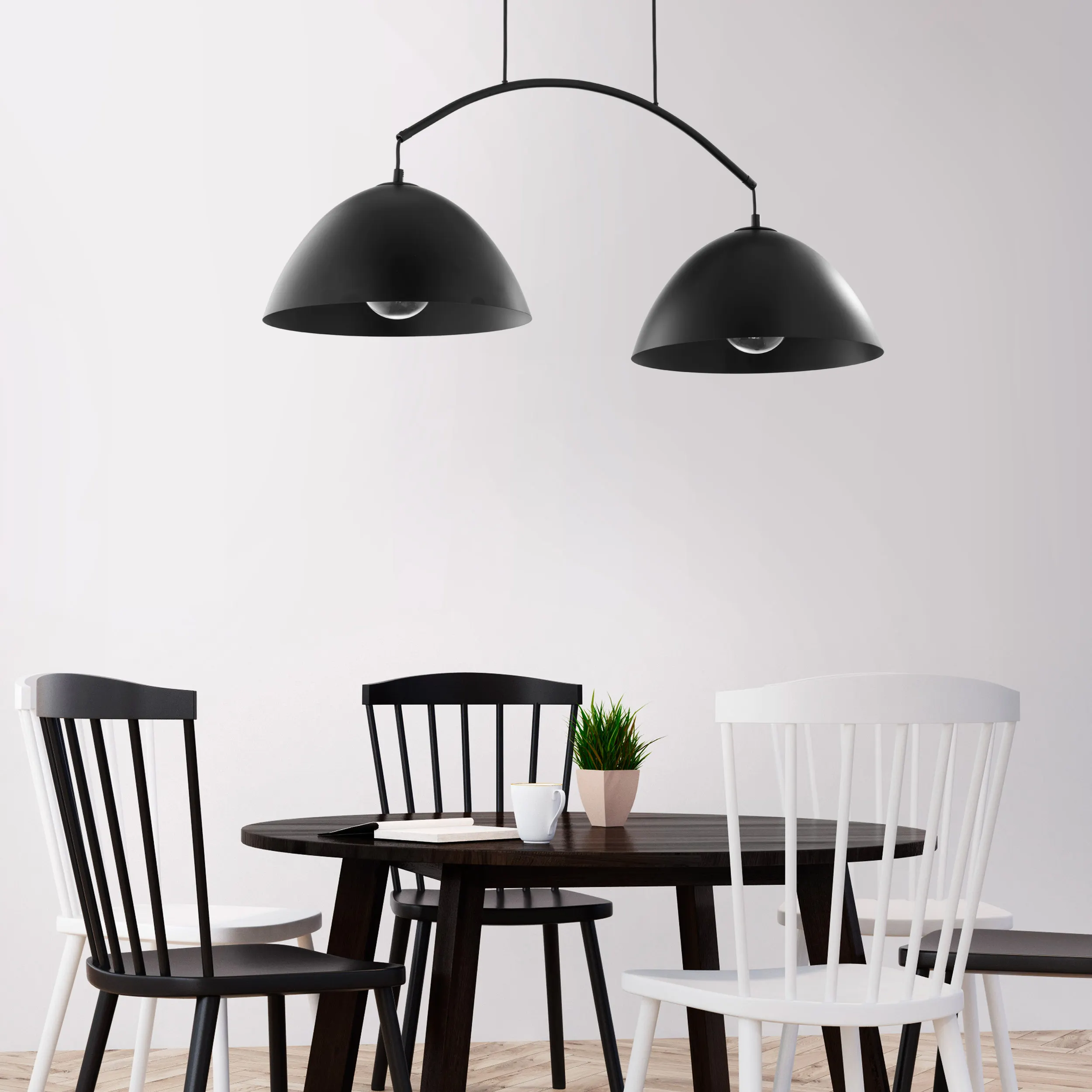 Lampa wisząca FARO czarna na metalowej listwie podwójna 130x92x33cm - TK_6008