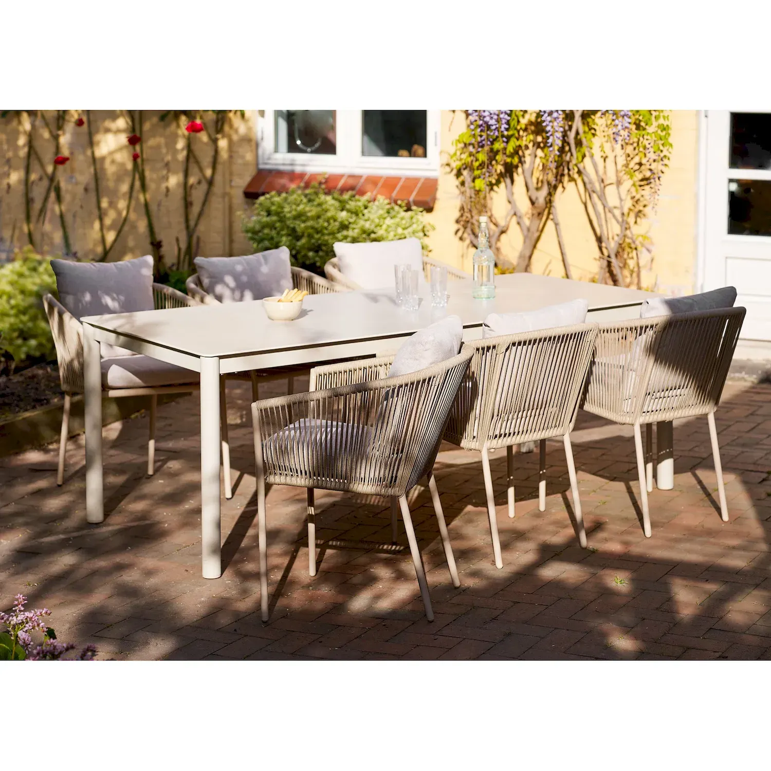 Stół nierozkładany ALCUDIA 90x200 ceramika aluminium piaskowy - 7501196