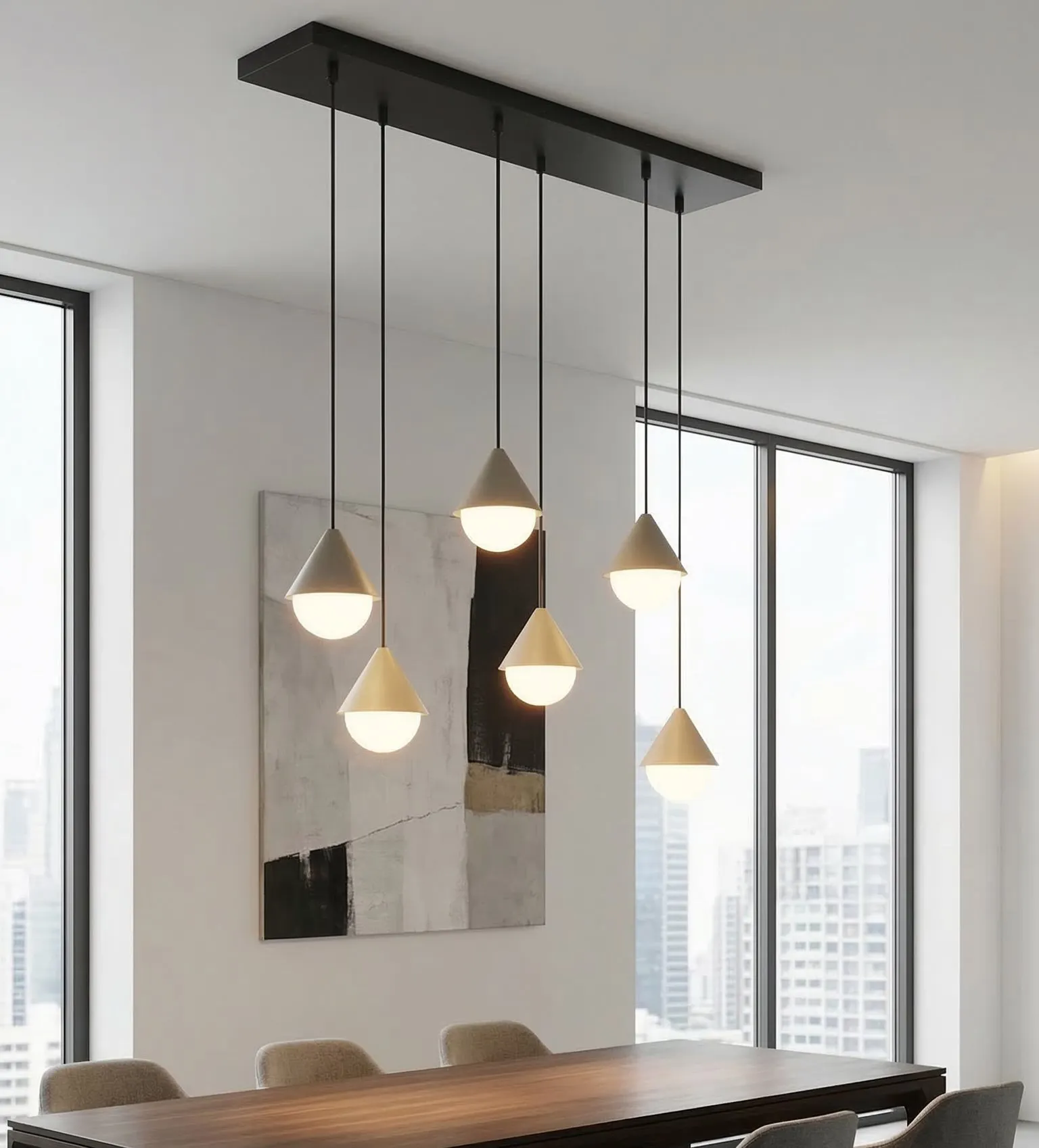 image lampa wisząca, pendant lampa, kinkiet sufitowy, iluminacja wnętrza, stół jadalny
