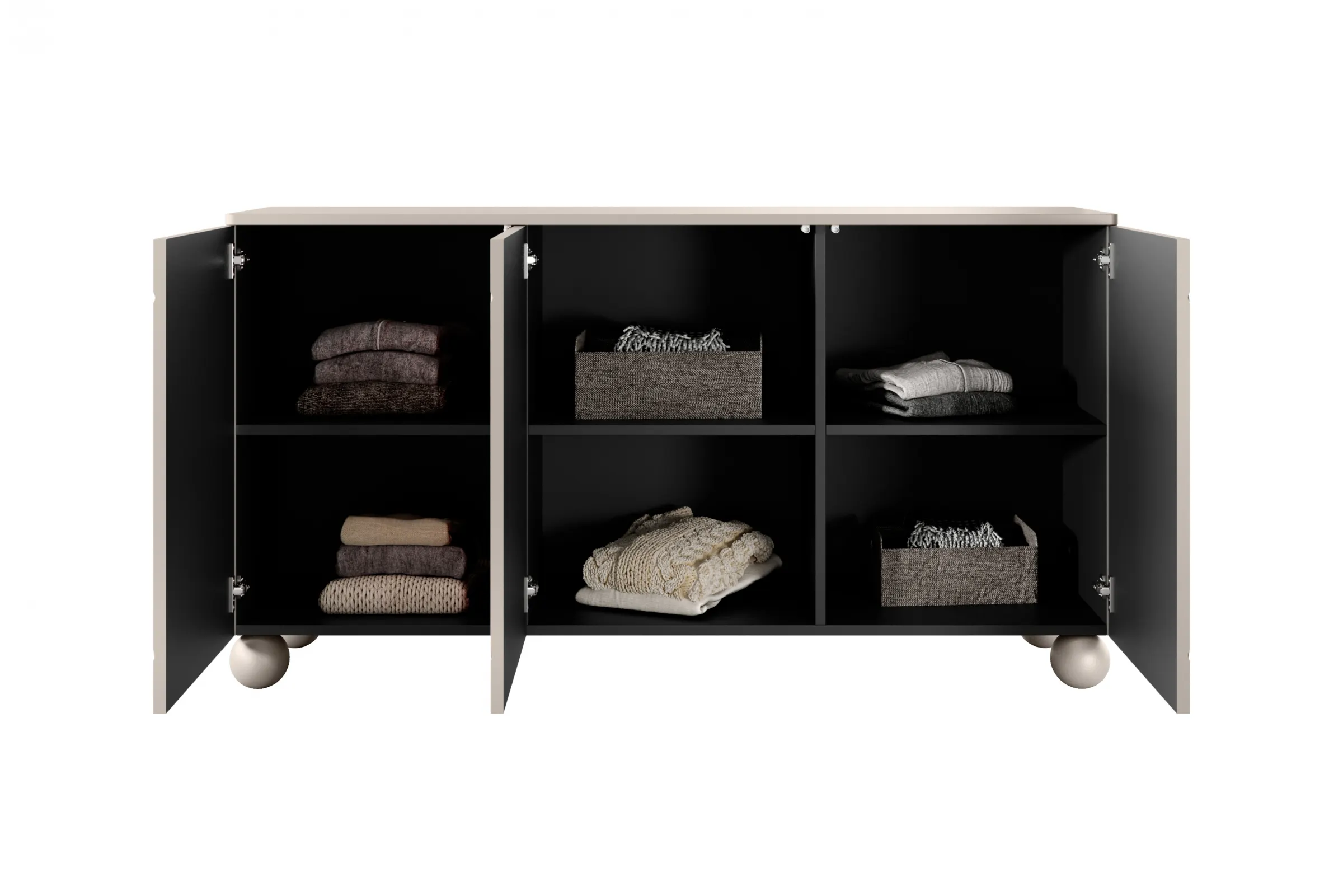 Komoda 3-drzwiowa SONATIA 150cm cashmere nogi kule — zdjęcie 5