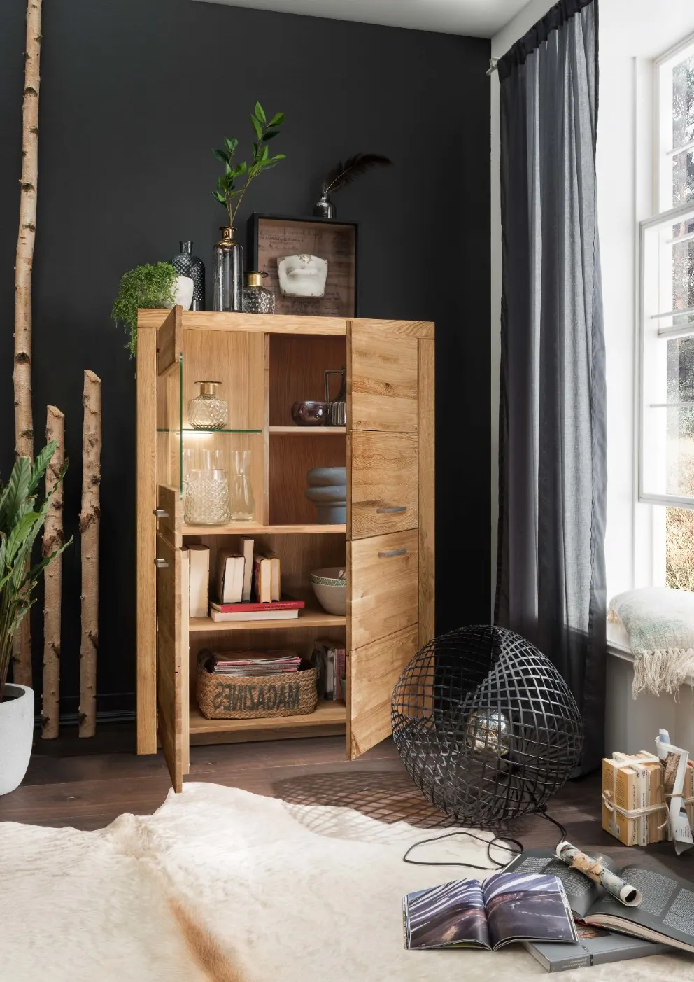 Kredens dębowy z przeszkleniem DOVE 102x141 II-Lewy - GK_1031690421