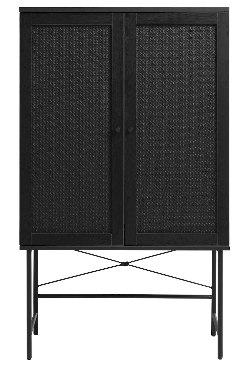 Komoda wysoka 2-drzwiowa PENSACOLA 80x135 cm rattan/czarny