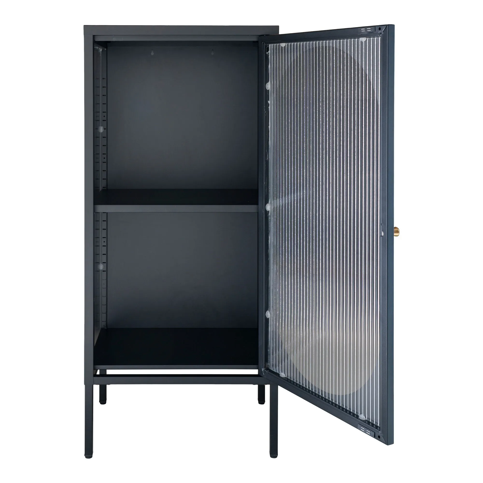 Witryna niska ADELAIDE 1-drzwiowa, falowane szkło 50x35x110 cm - czarna - 3001210