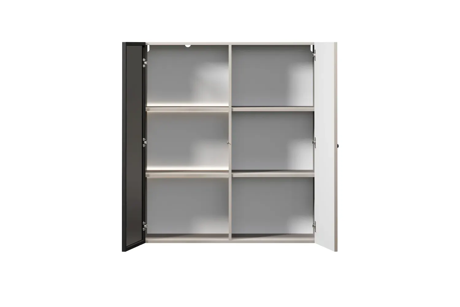 Witryna 2-drzwiowa LORINI 100 oświetlenie LED szkło Antosol - cashmere gałka czarna wisząca - B_166741