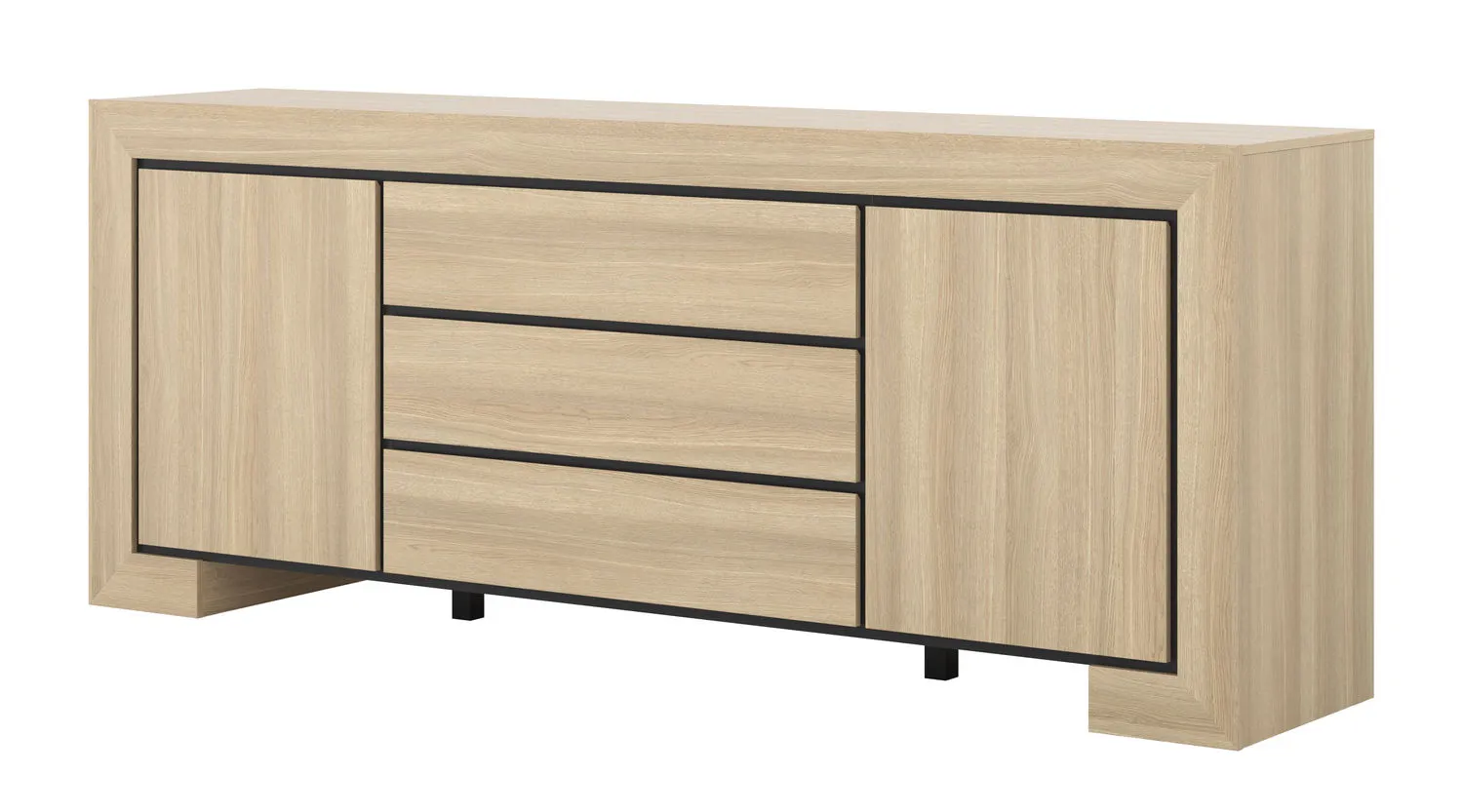 Komoda 2-drzwiowa z szufladami CUBA II 225 cm dąb samdal Meble, Kredens, Szafka, Szuflada, Skrzynka pocztowa