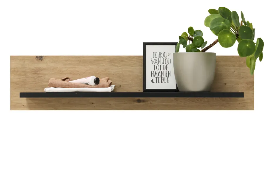 Półka ścienna XENA 80 cm efekt dębu/czarna - BAN_XEN-3