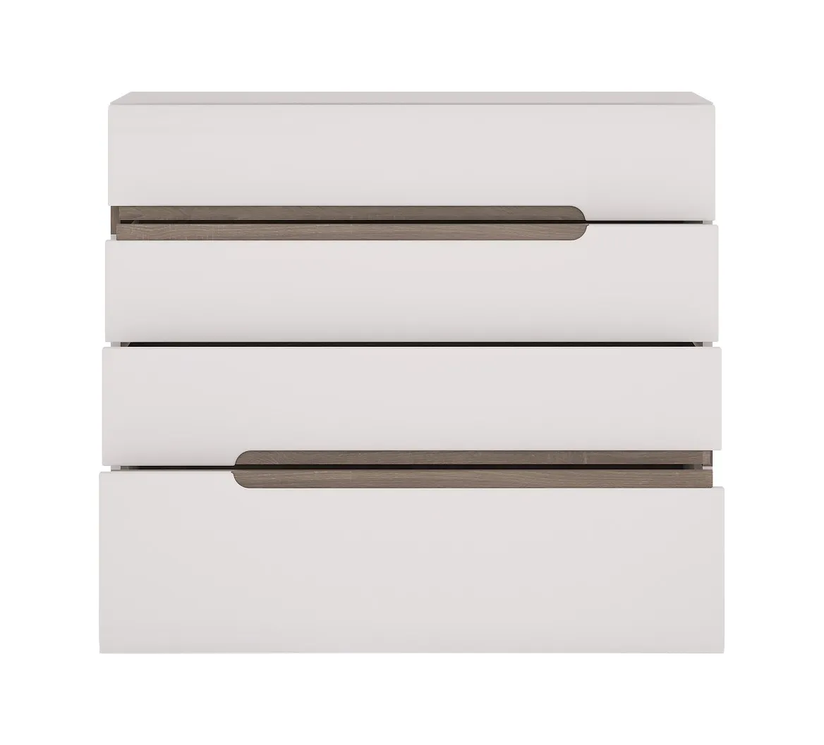Komoda z 4 szufladami LINATE TYP 44 Biały, Trufla, Biały połysk - 6001038000041