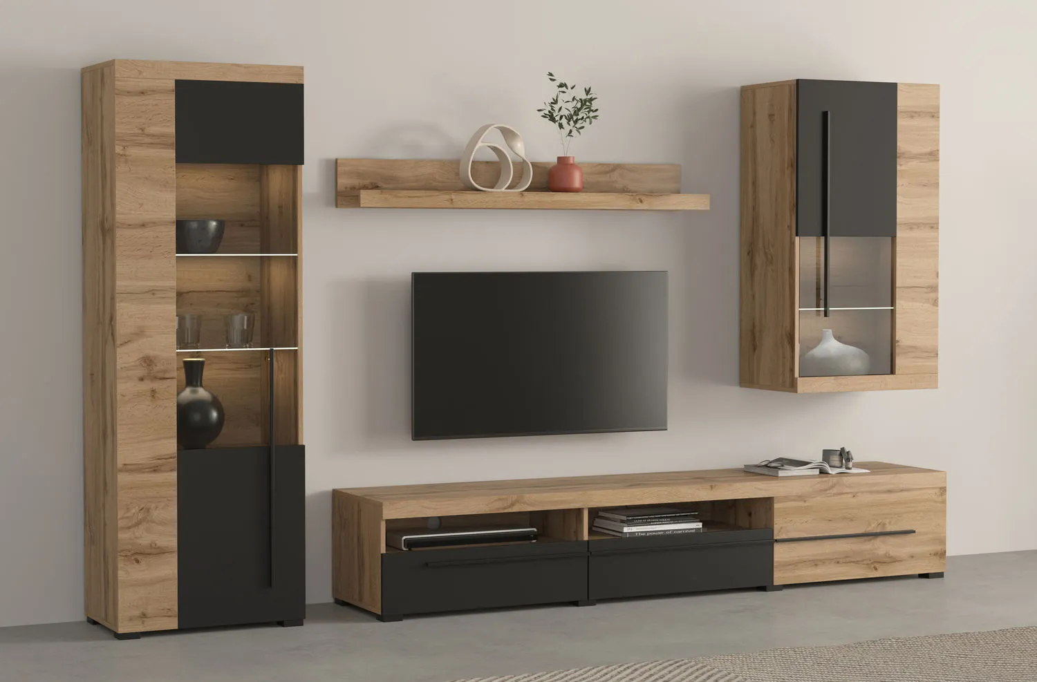 Meblościanka ROGER 10 dąb wotan/czarny - 22N2ZH10