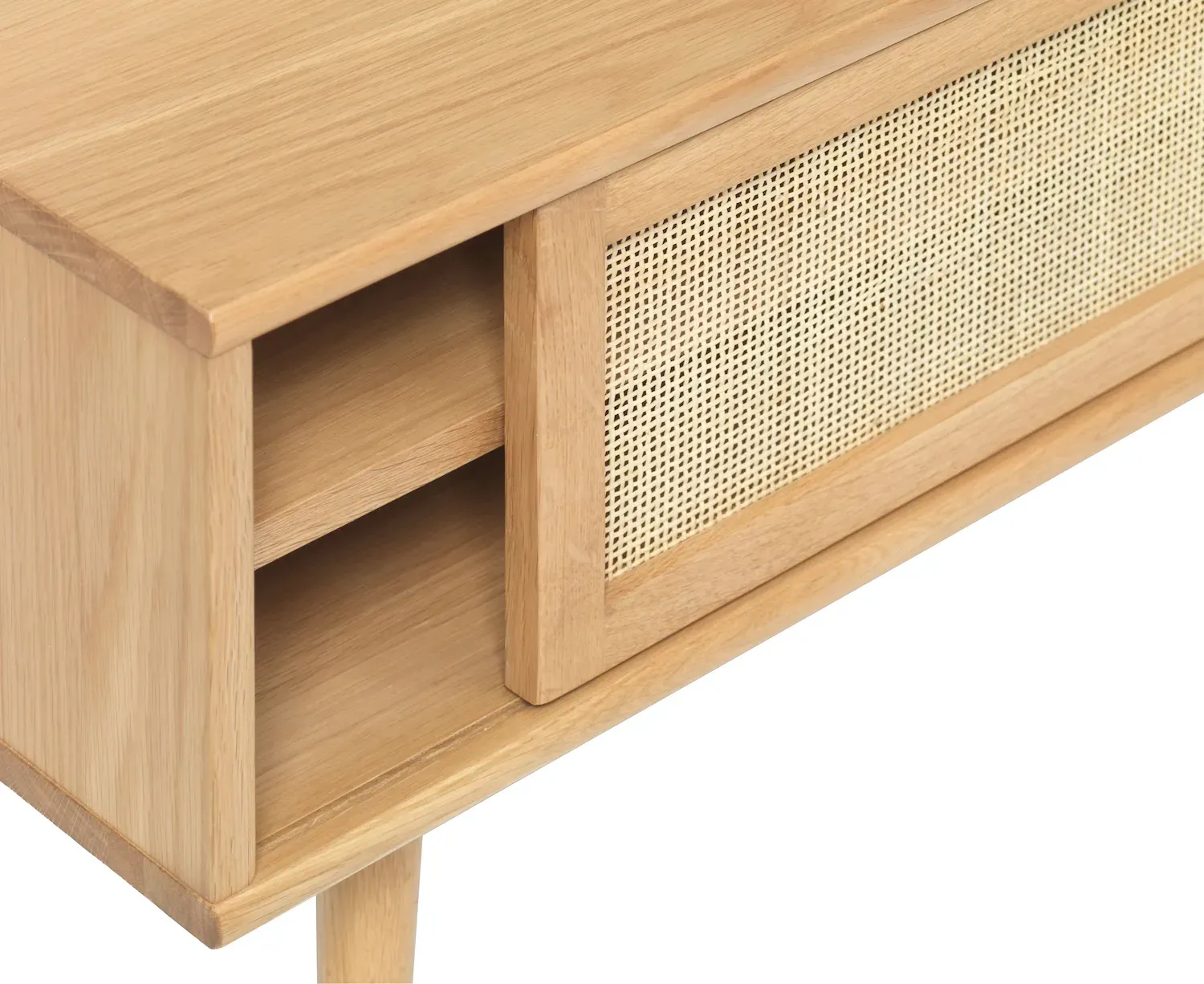 Szafka RTV 1-drzwiowa BARRALI z rattanem 150 cm - kolor: naturalny - UN_46730200