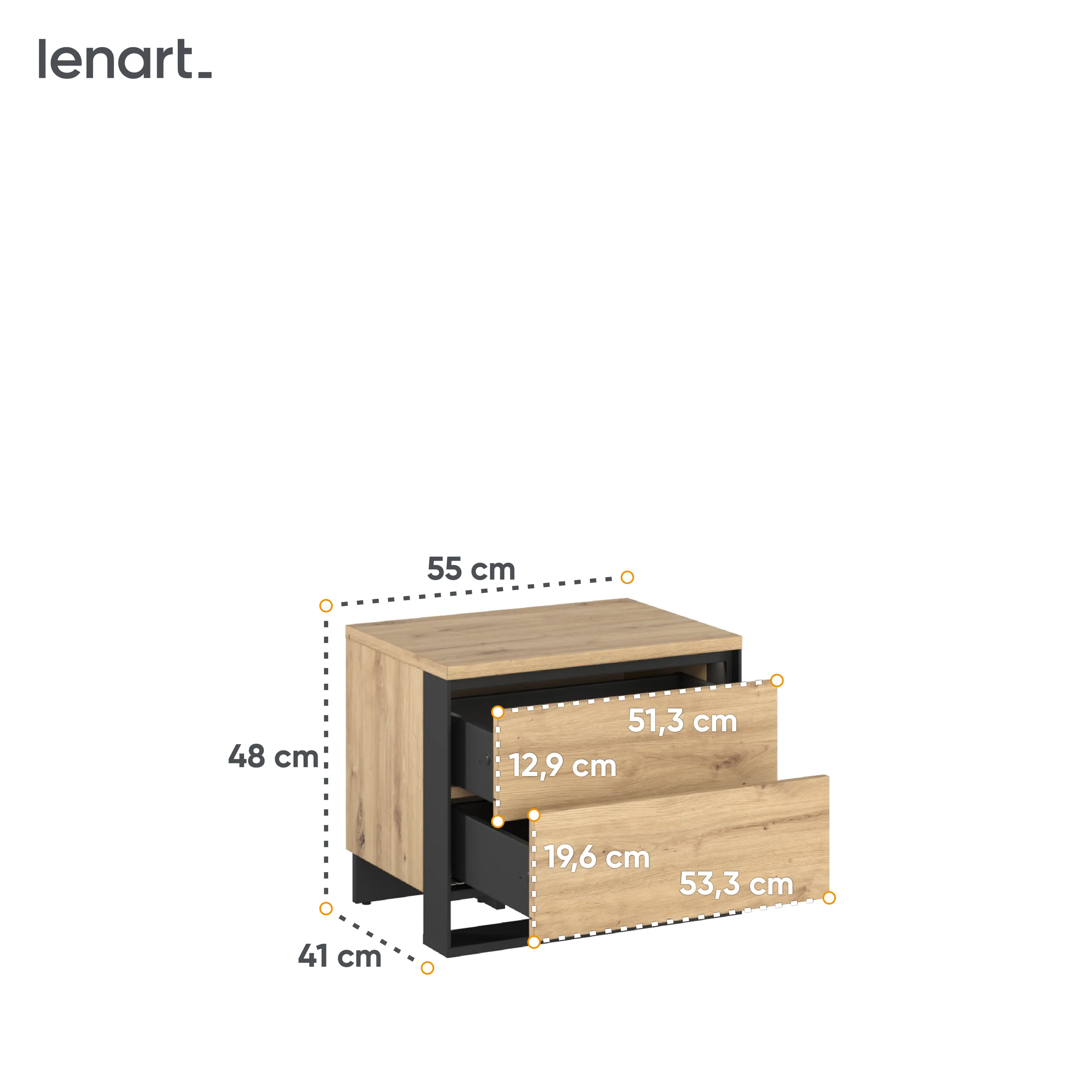 Szafka nocna LED Quant QS-03 dąb artisan/czarny - QS3DAC