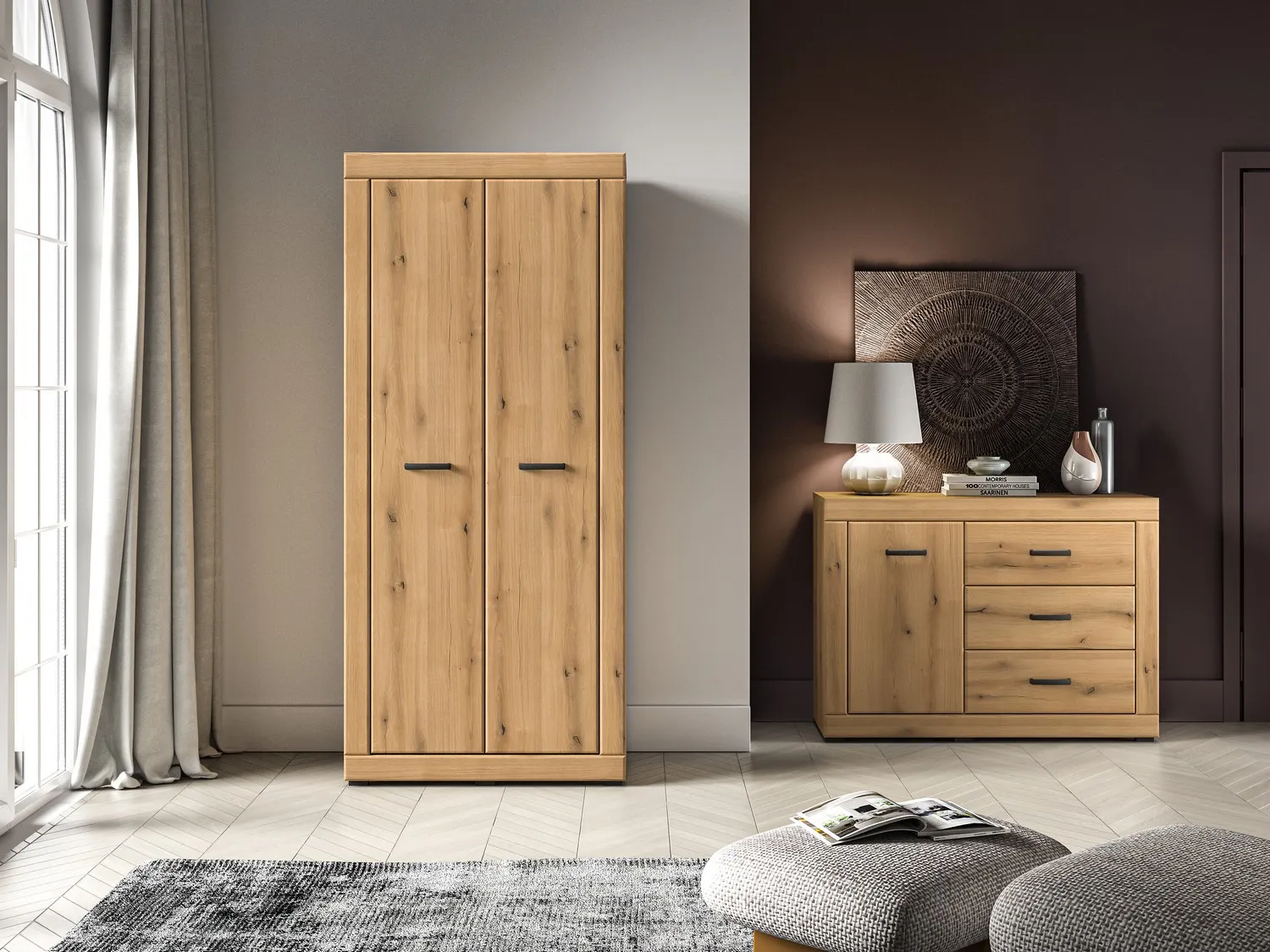 Szafa 2-drzwiowa DORA 87x195 dąb evoke - 1DORA01-001