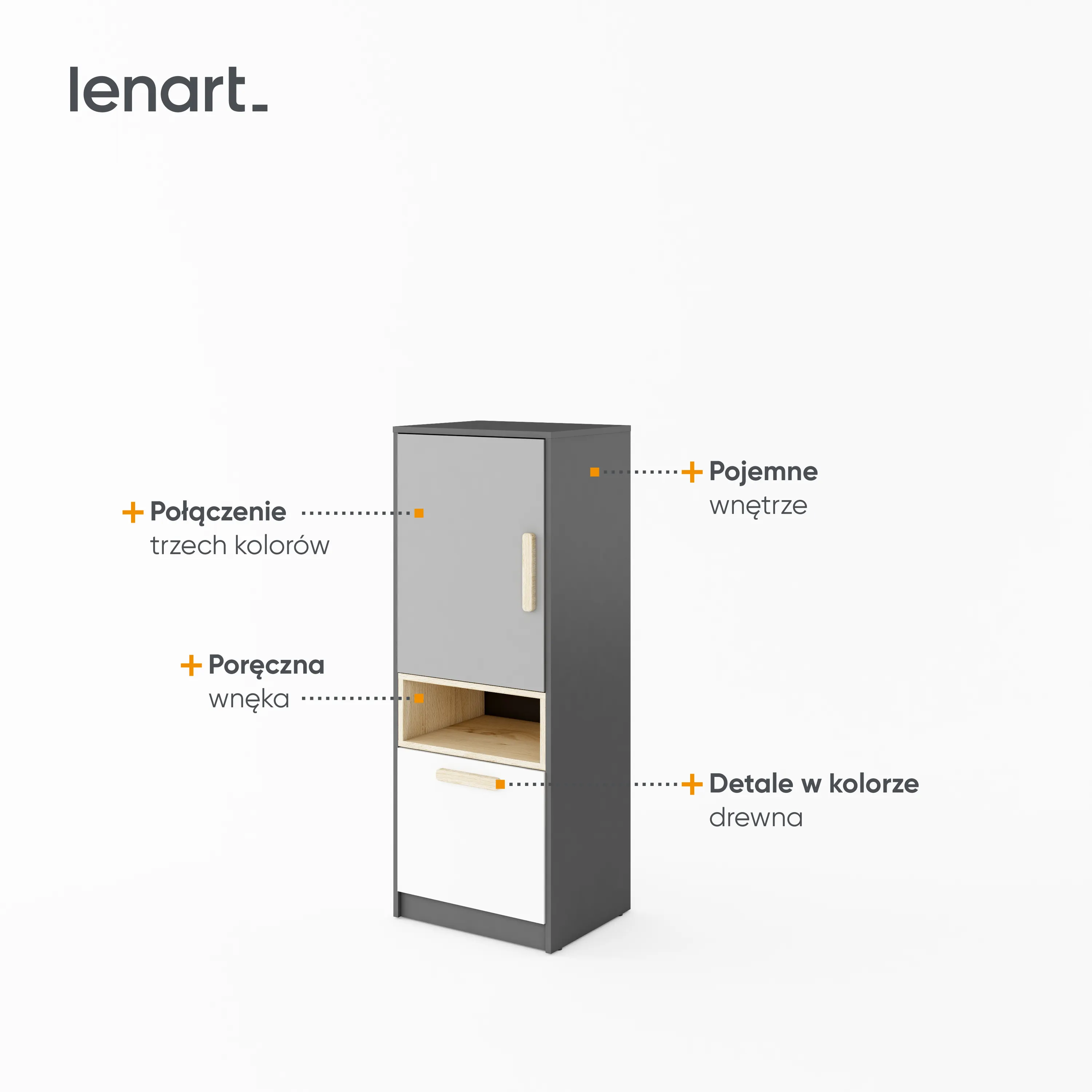 Szafka Pok PO-07 grafit/buk ibsen/szary jasny - PO7GBS