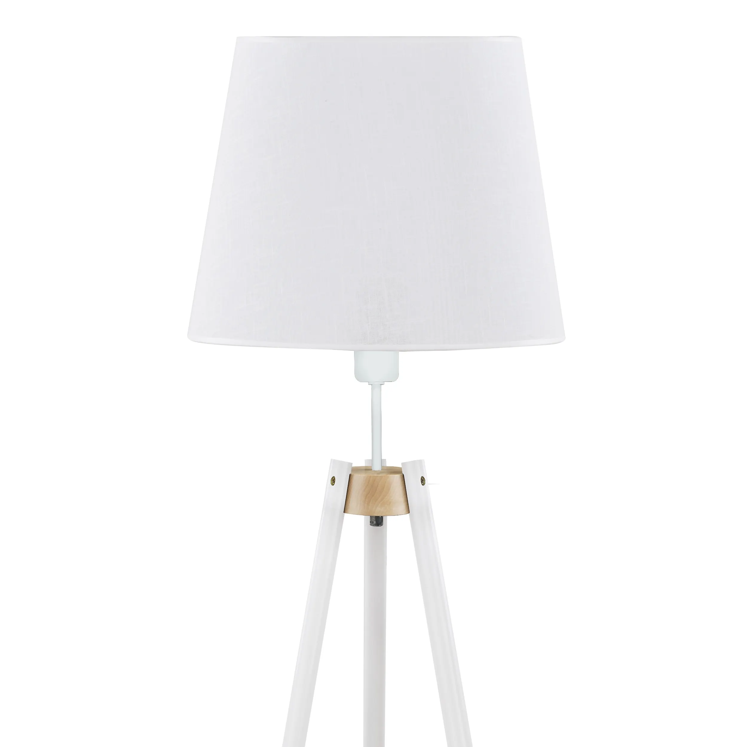 Lampa podłogowa VAIO białą z drewnianymi elementami 156x49x43cm - TK_698