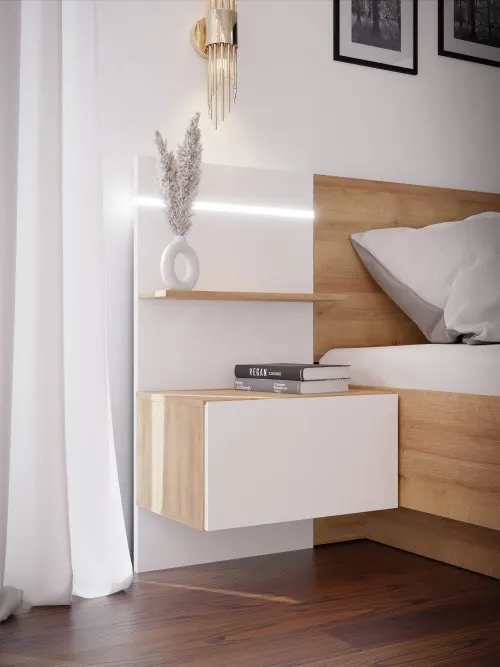 Szafki nocne zestaw LENYBELARDO Dąb Riviera FORTE - LNBK211STB-M604