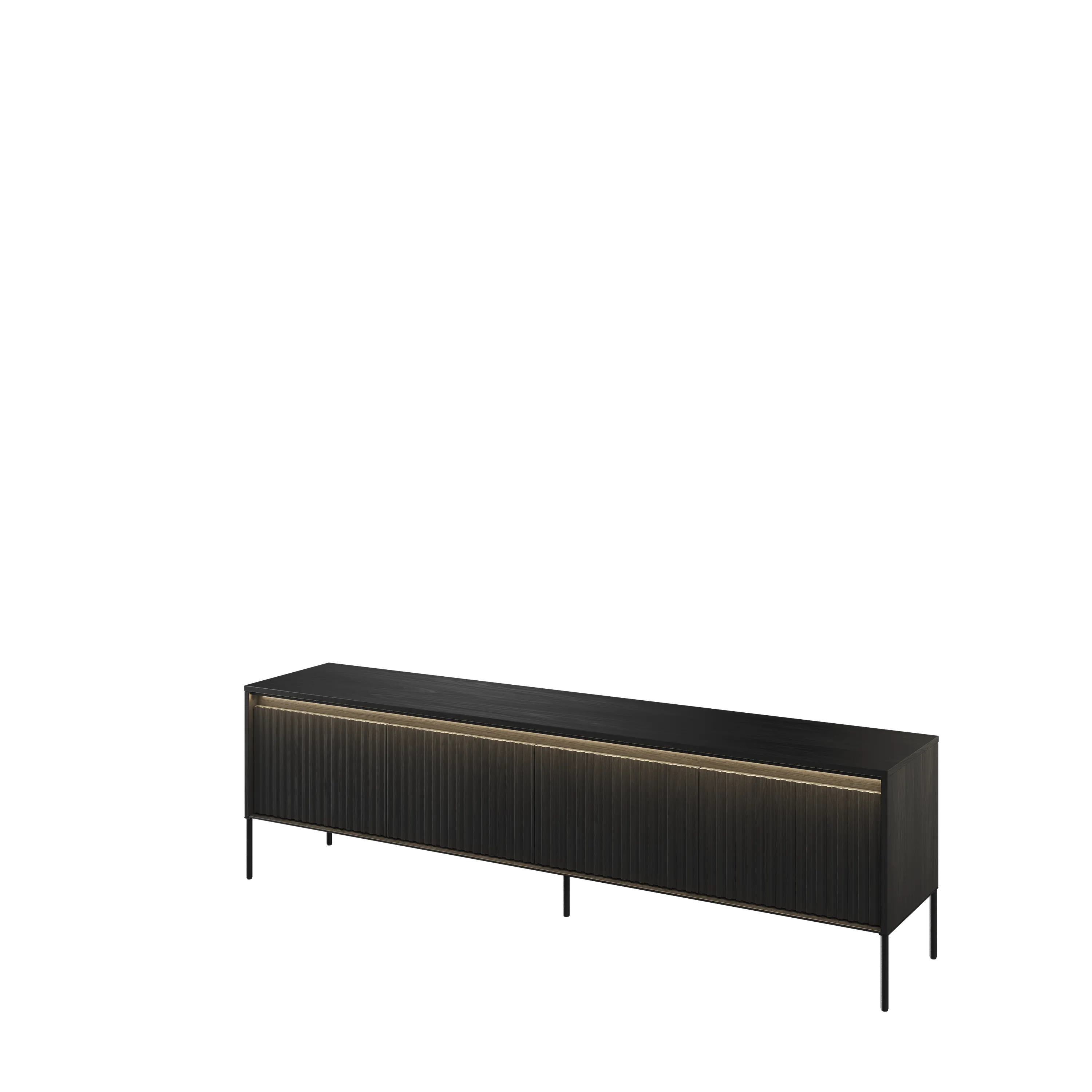 Szafka RTV z oświetleniem TREND TR-06 4D 192cm czarna - TR6C-V2