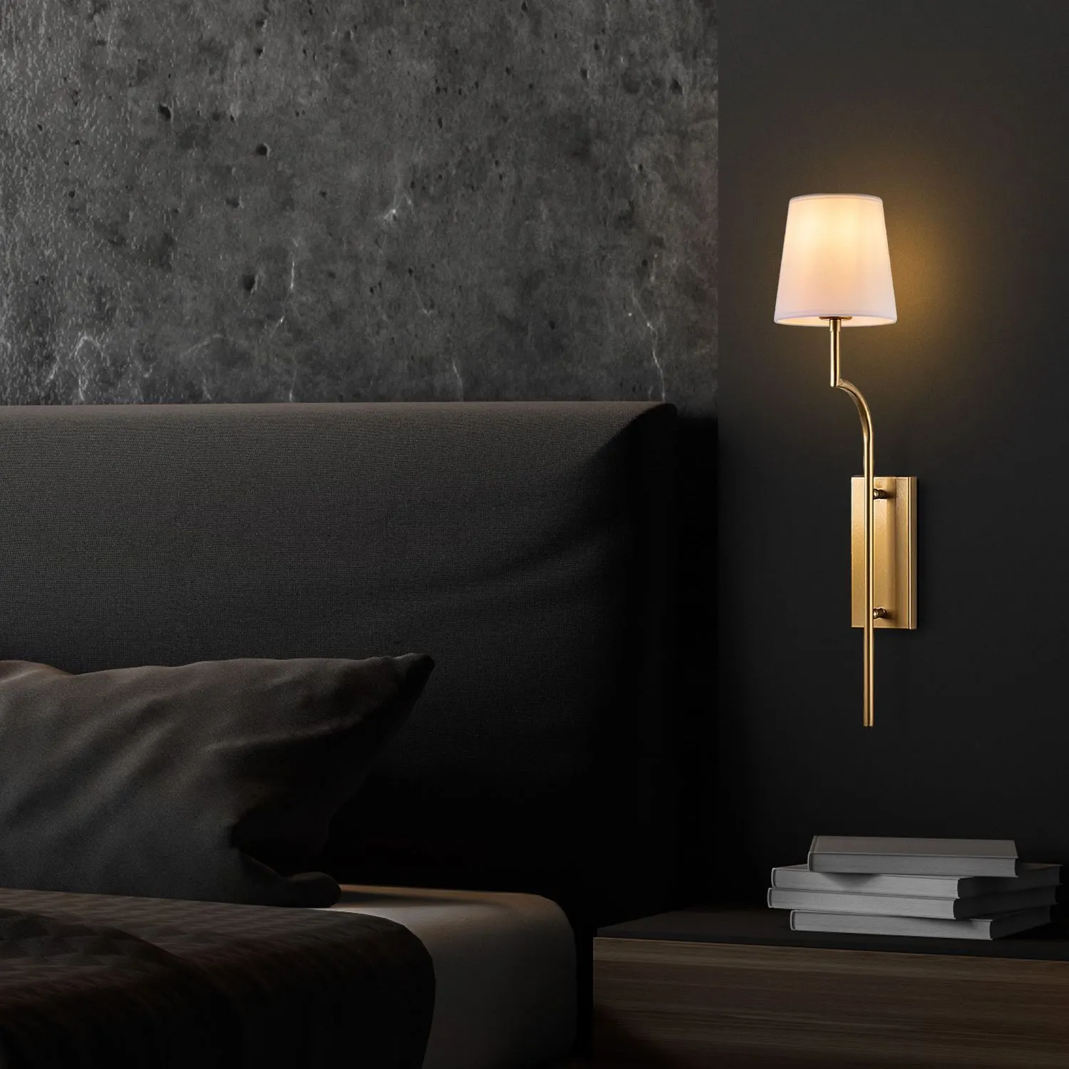 Lampa ścienna kinkiet LUMORA 16x72cm złota kolor klosza biały - ASI_892OPV2447