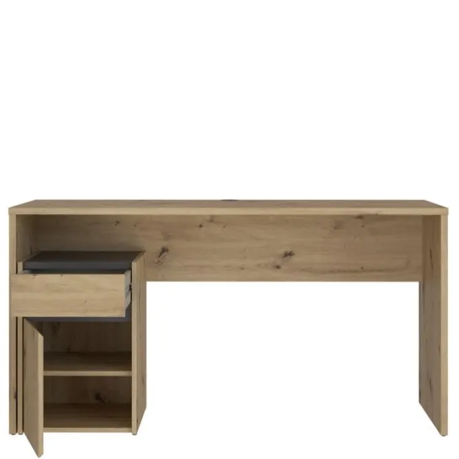 Biurko MODULTRICK z szafką i szufladą - dąb artisan, szary - MDUB112-C827