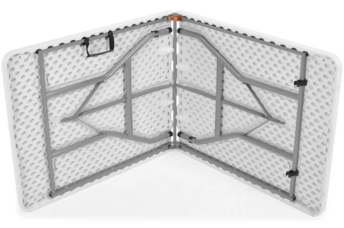 Zestaw mebli cateringowych, składany - stół 180 cm + 8 krzeseł - biały, szary - FE5906480913067