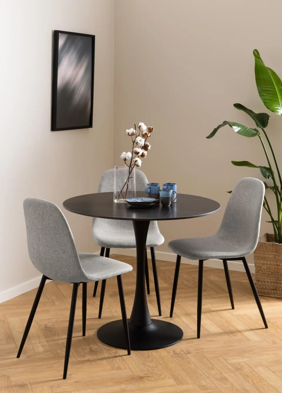 Krzesło tapicerowane Aruba Jasnoszary, Czarny ( zestaw 4 sztuk ) - 0000102084