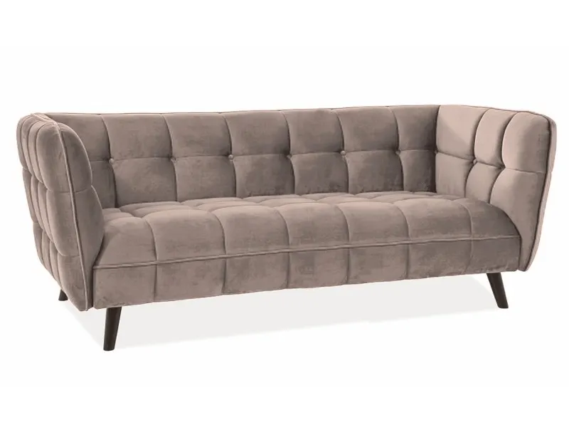 Sofa z podłokietnikami CASTELLO VELVET 200 cm beżowa pikowana