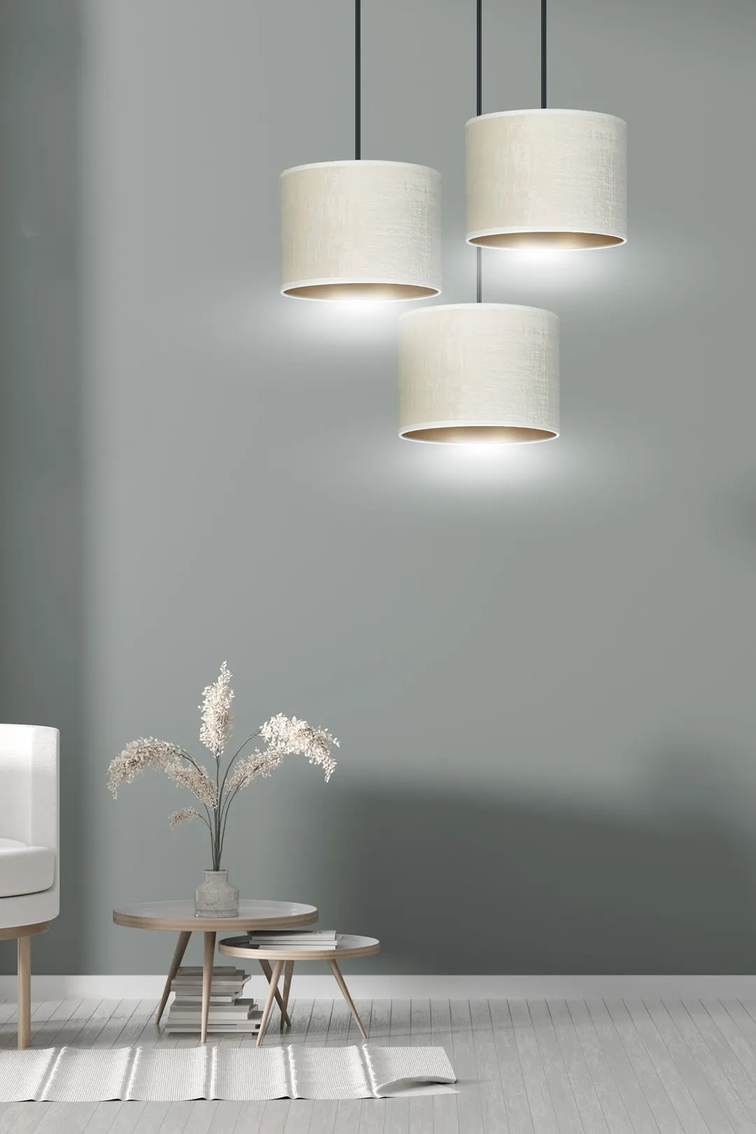 Lampa wisząca HILDE 3 PREM czarny biały — zdjęcie 8