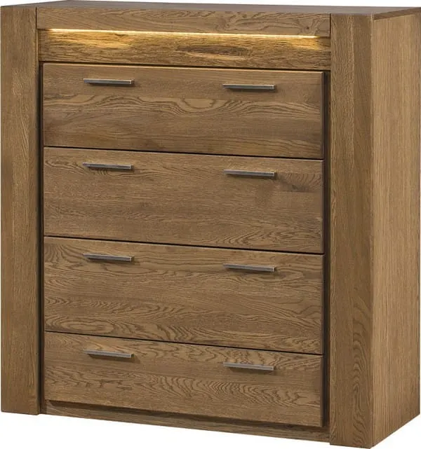 Komoda z 4 szufladami VELVET 75 z oświetleniem dąb rustical 110x105x42cm