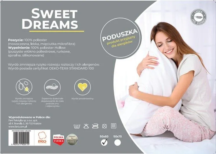 Poduszka pikowana 50X60 SWEET DREAMS biała - FARO_25638