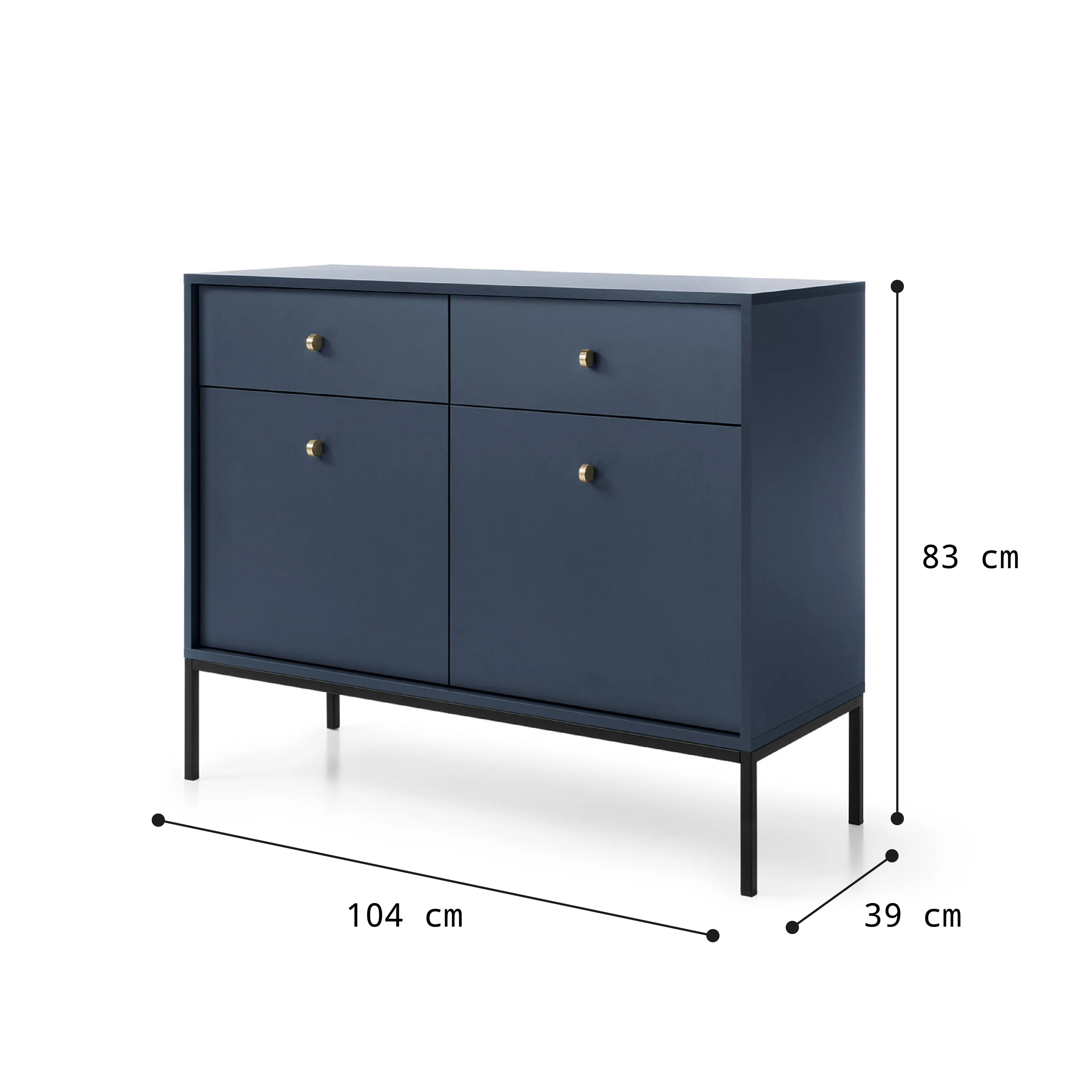 Komoda 2-drzwiowa z 2 szufladami MONO Granatowy, Czarny — zdjęcie 8