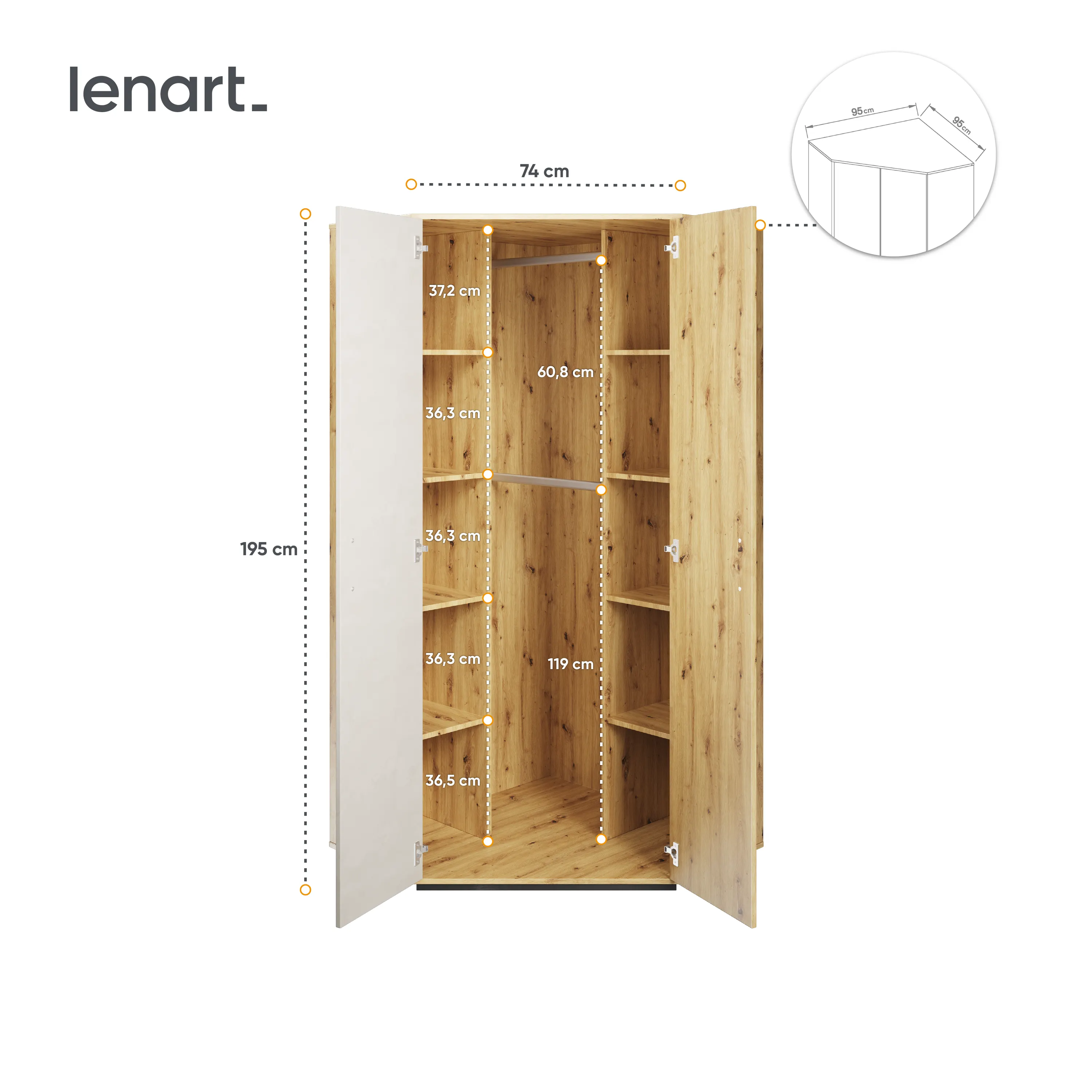 Szafa narożna Qubic QB-01 dąb artisan - QB1DAR