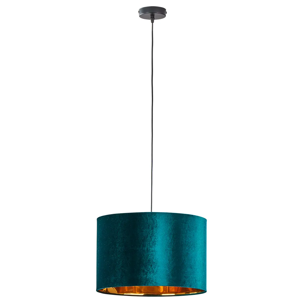 Lampa wisząca TERCINO czarna z zielonym kloszem złotym w środku 170x38cm
