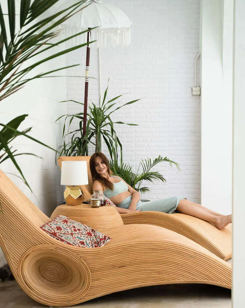 ZESTAW LEŻAKÓW TEGAL OKRĄGŁY STOLIK JASNY - MMRTL003X2J